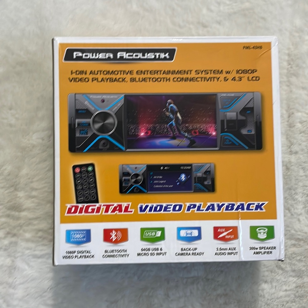 NWT PowerAcoustik1080P Video-playback,W/ Bluetooth & 4.3LCD